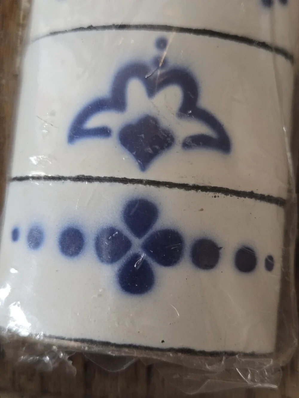 Vintage IKEA Heder Enamel Napkin Rings Set of 6 Blue White Folk Art NIP